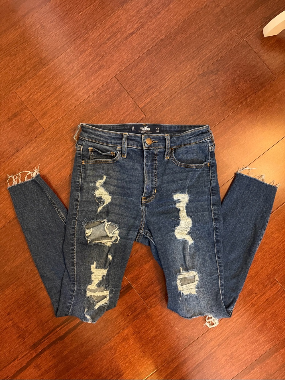 Hollister Dark Blue Distressed Skinny Jeans